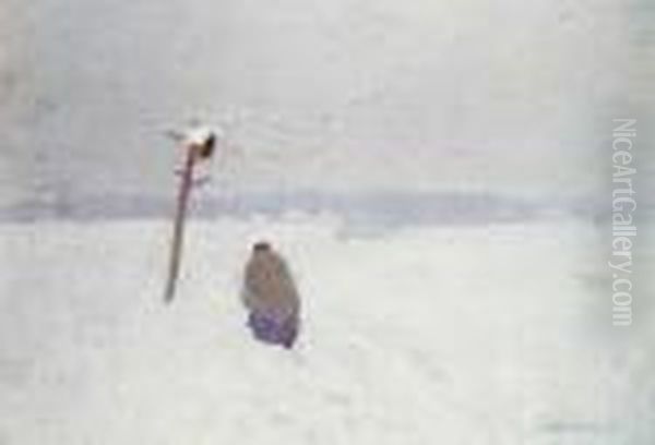 Przez Snieg, 1900 R. Oil Painting by Bronislawa Rychter-Janowska