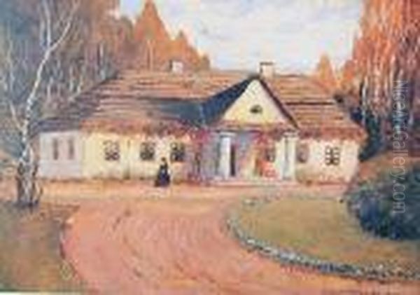 Dworek Oil Painting by Bronislawa Rychter-Janowska