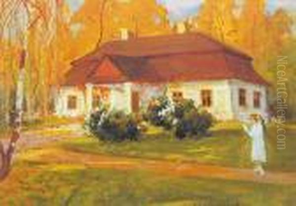 Bialy Dworek Oil Painting by Bronislawa Rychter-Janowska