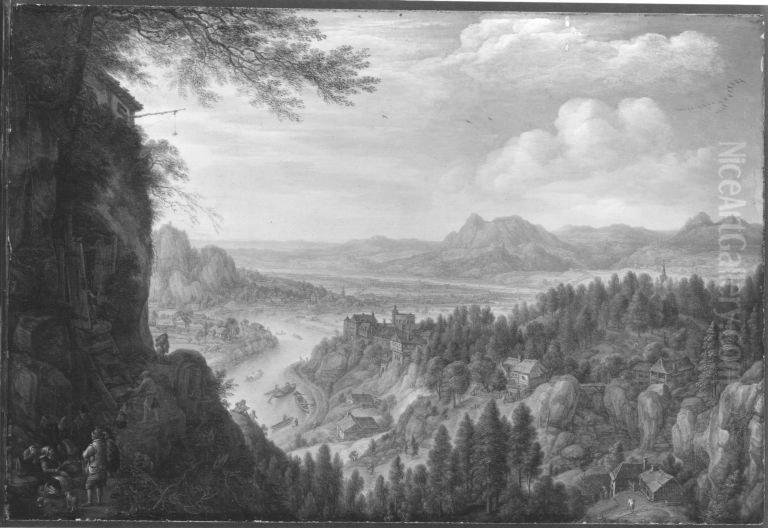 Rheinlandschaft Oil Painting by Herman Saftleven