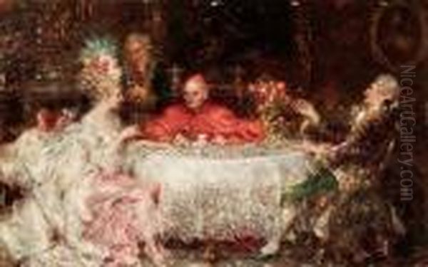 Un Te Dal Cardinale Oil Painting by Juan Pablo Salinas Y Teruel