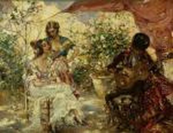 Musica In Giardino Oil Painting by Juan Pablo Salinas Y Teruel