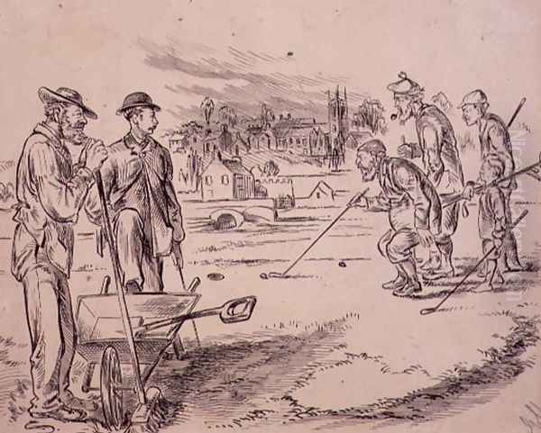 Measuring up, illustration from Graphic magazine, pub. c.1870 Oil Painting by Henry Sandercock