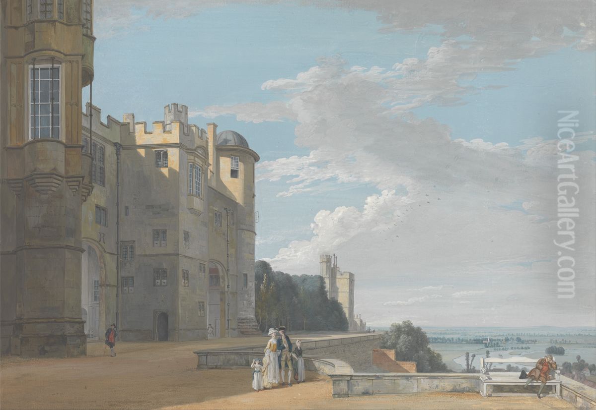 The North Terrace, Windsor Castle, Looking West Oil Painting by Paul Sandby
