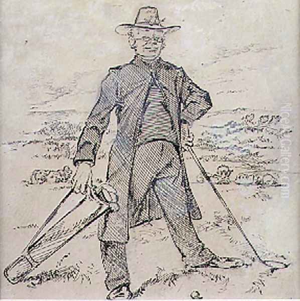 The Pensive Golfer, illustration from Graphic magazine, pub. c.1870 Oil Painting by Henry Sandercock