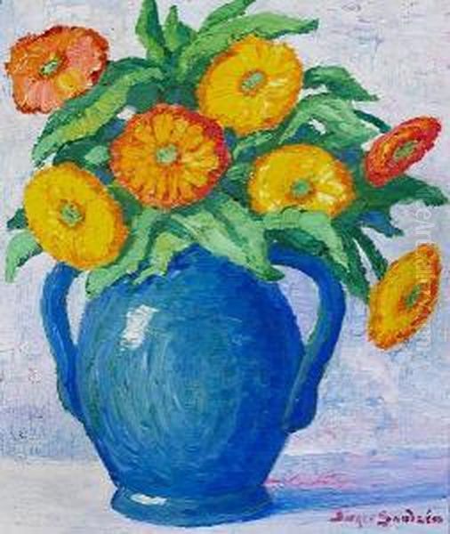 Vase With Flowers Oil Painting by Sven Birger Sandzen