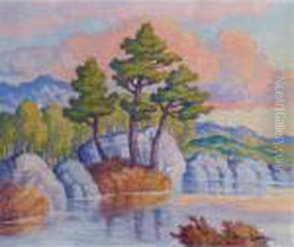 Sunset In The Mountains (rocky Mountain National Park/ Colorado) Oil Painting by Sven Birger Sandzen