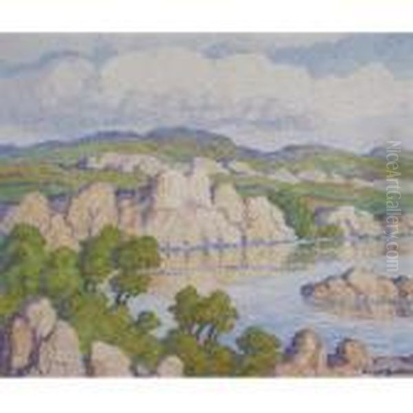 Stevenson Lake, Graham County, Kansas Oil Painting by Sven Birger Sandzen
