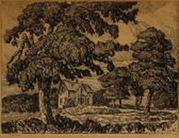 Olaf Olson's Homestead Oil Painting by Sven Birger Sandzen