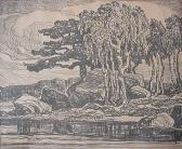 Birch And Pine Oil Painting by Sven Birger Sandzen