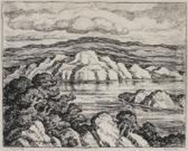 Stevenson Lake Oil Painting by Sven Birger Sandzen