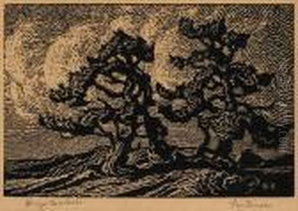 Sentinels Oil Painting by Sven Birger Sandzen