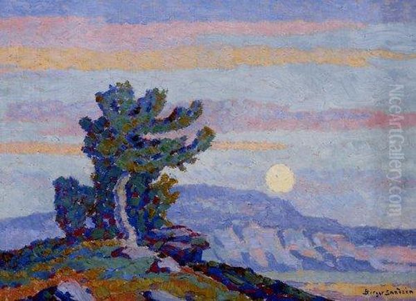 Moonlight Oil Painting by Sven Birger Sandzen
