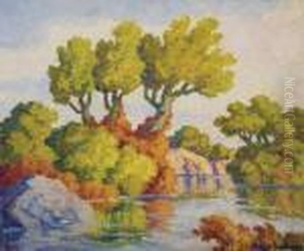 Kansas Landscape, Smoky Hill River Oil Painting by Sven Birger Sandzen