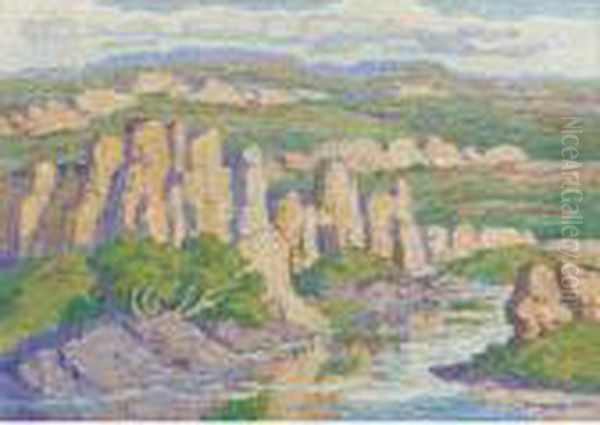 Wild Horse Creek, Graham County, Kansas Oil Painting by Sven Birger Sandzen