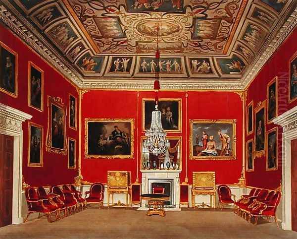 The Second Drawing Room, Buckingham House, from The History of the Royal Residences, engraved by Thomas Sutherland b.1785, by William Henry Pyne 1769-1843, 1818 Oil Painting by James Stephanoff