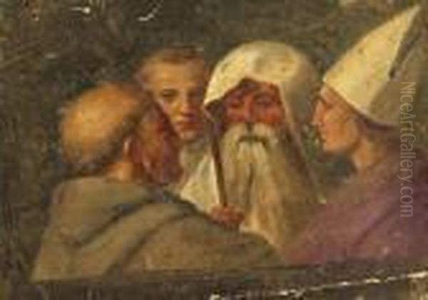 Papst Und Heilige Im Gesprach Oil Painting by Raphael