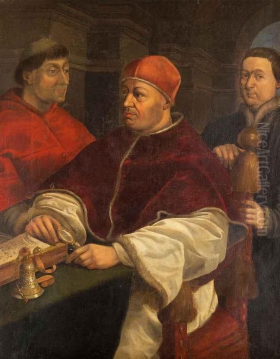 Ritratto Di Papa Leone X Con I Cardinali Giulio De Medici E Luigi De Rossi Oil Painting by Raphael