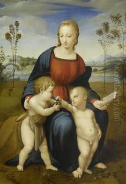 Madonna And Child With The Infant St John The Baptist. Oil Painting by Raphael