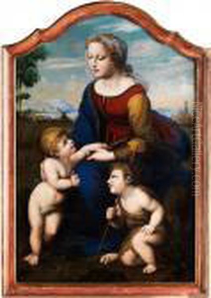Madonna Mit Dem Jesusknaben Und Dem Johannesknablein Oil Painting by Raphael