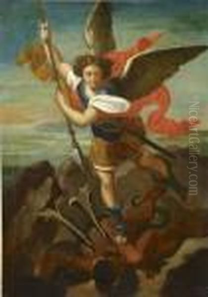 Saint Michel Terrassant Le Demon Oil Painting by Raphael