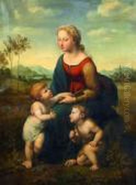 La Vierge A L'enfant Avec 
L'enfant Jesus Et Saint-jean Baptiste Enfant, Dit La Belle Jardiniere. Oil Painting by Raphael