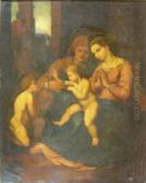 The Holy Family And Saint Elizabeth Oil Painting by Raphael
