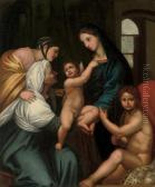 The Madonna And Child With The 
Infant Saint John The Baptist, Elizabeth, And Saint Catherine Oil Painting by Raphael