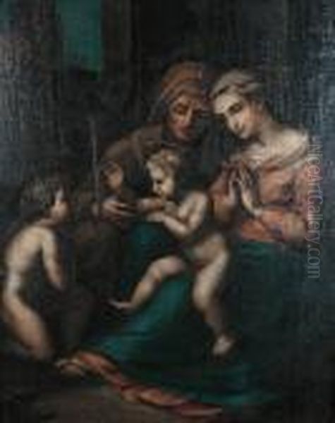 The Holy Family With The Infant Saint John The Baptist And Saint Elizabeth Oil Painting by Raphael