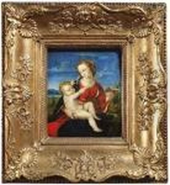 Madonna Colonna. Oil/paper/wood Oil Painting by Raphael