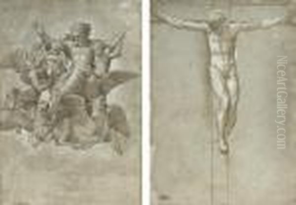 The Vision Of Ezekiel (
Recto
), Christ On The Cross ( Oil Painting by Raphael