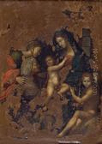 Madonna Mit Kind, Umgeben Von Hl. Katharina, Elisabeth Und Johannesknaben Oil Painting by Raphael