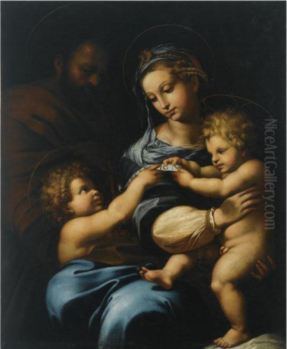 Holy Family With St John The Baptist As A Child Oil Painting by Raphael