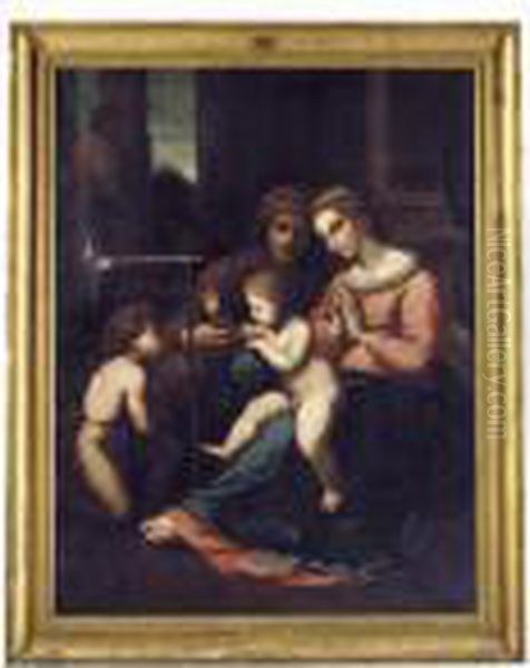 Madonna And Child With Saint Anne, Joseph And Saint John The Baptist Oil Painting by Raphael