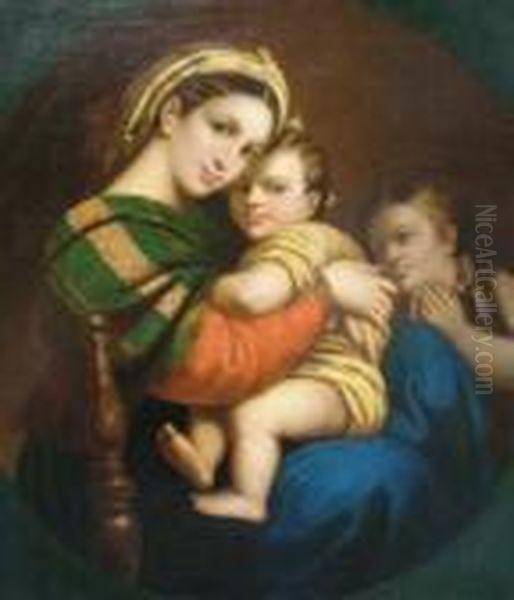 The Virgin And Child With Infant John Oil Painting by Raphael