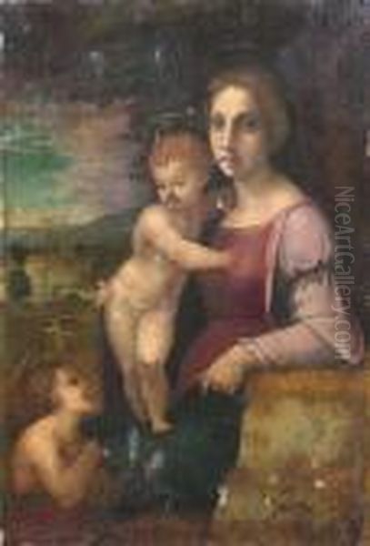 Madonna With The Infant St John The Baptist. Oil Painting by Raphael