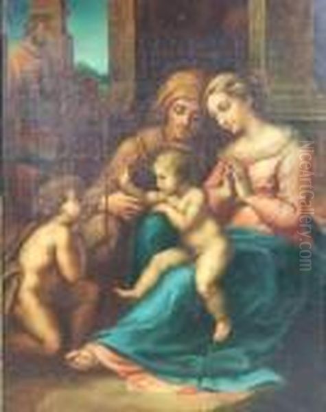 Vierge Avec Enfant Jesus, Sainte Anne Et Saint Jean Baptiste. Oil Painting by Raphael