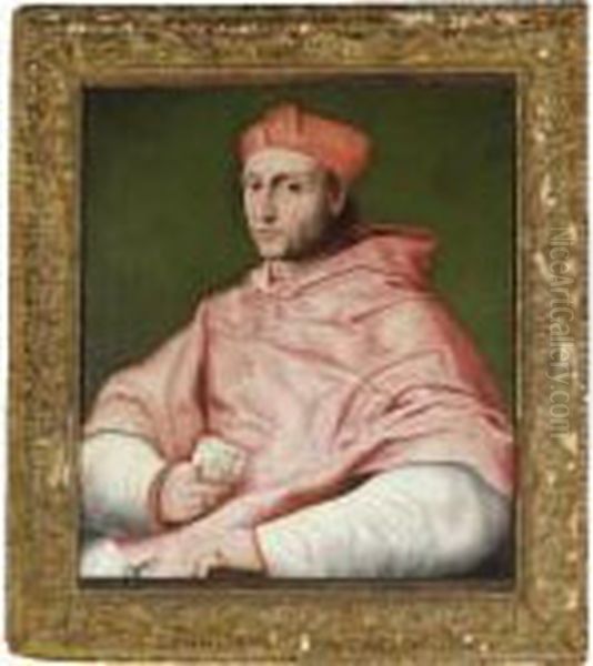 Portrait Of Cardinal Bibbiena 
(1470 -1520), Half Length, Seated And Holding A Piece Of Paper Oil Painting by Raphael
