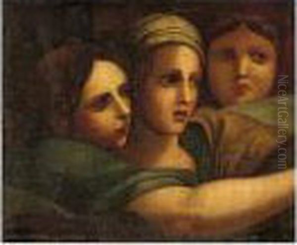 Three Bewildered Women Oil Painting by Raphael