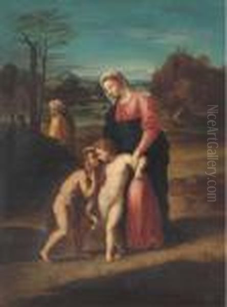 The Holy Family In A Landscape Oil Painting by Raphael