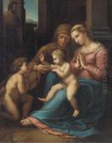 The Virgin And Child With The Infant Saint John The Baptist Andsaint Elizabeth Oil Painting by Raphael