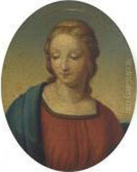 A Detail Of The Madonna Of The Goldfinch; And Another Similar Aftersassoferato Oil Painting by Raphael