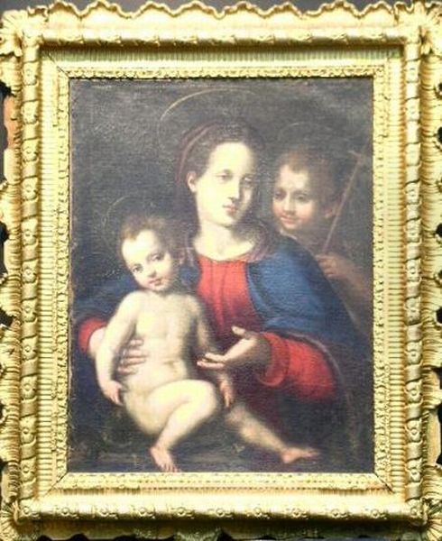 Madonna And Child With Infant John The Baptist Oil Painting by Raphael