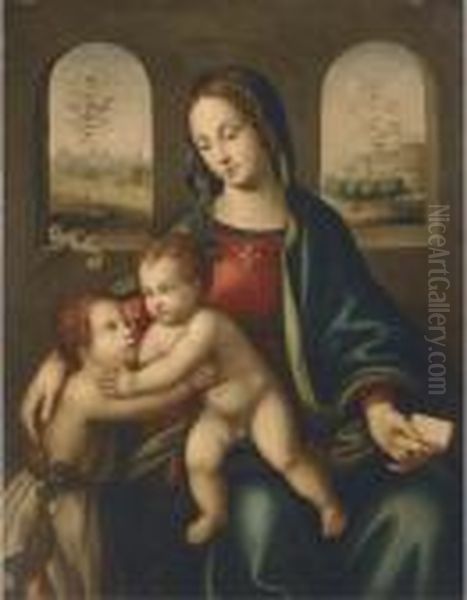 The Madonna And Child With The Infant Saint John The Baptist Oil Painting by Raphael
