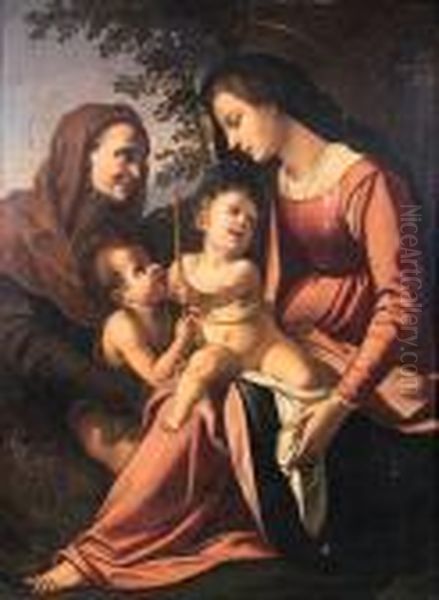 The Madonna And Child With The Infant Saint John The Baptist Andsaint Elizabeth Oil Painting by Raphael