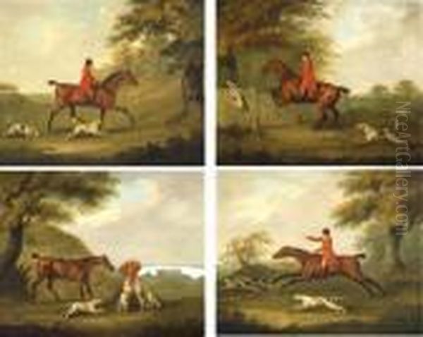 The 
Kill, Full Cry, Jumping The Gate, Going Tocover Oil Painting by John Nost Sartorius