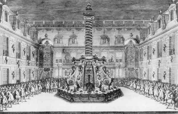 Cour de Marbre in Versailles 1676 Oil Painting by Israel Silvestre the Younger