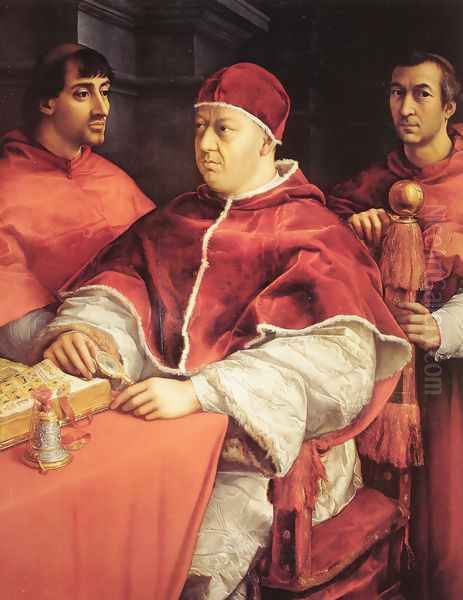 Portrait of Pope Leo X and Two Cardinals Oil Painting by Raphael