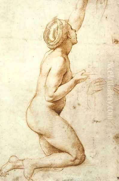 Kneeling Nude Woman 2 Oil Painting by Raphael