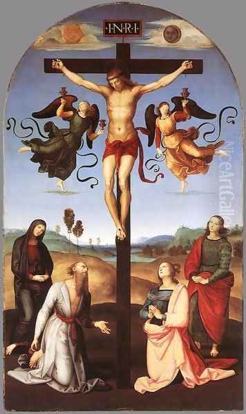 Crucifixion (Citta di Castello Altarpiece) Oil Painting by Raphael